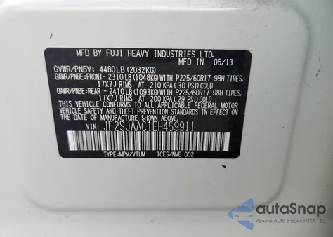 2014 Subaru Forester 2.5I from USA, damaged, VIN JF2SJAAC1EH459911